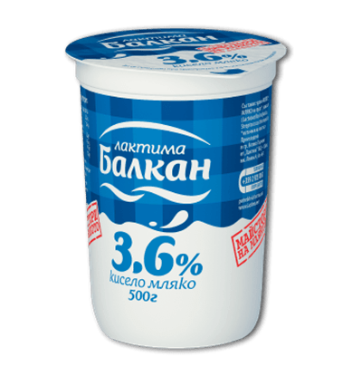 КИСЕЛО МЛЯКО 3.6%  БАЛКАН 400ГР.*12БР.