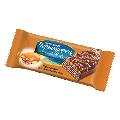 ВАФЛЕН ДЕСЕРТ ЧЕРНОМОРЕЦ 80ГР.*24БР. КАРАМЕЛ И ФЪСТЪК
