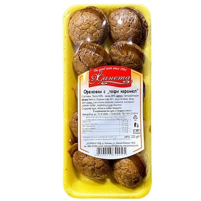 ОРЕХОВКИ С ТОФИ КАРАМЕЛ 200ГР.*18БР. ЖАНЕТА