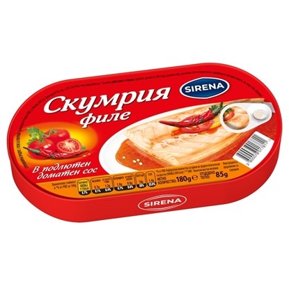 СКУМРИЯ СИРЕНА ФИЛЕ В ПОДЛЮТ.ДОМ.СОС 180ГР.*10БР.КОМПАС