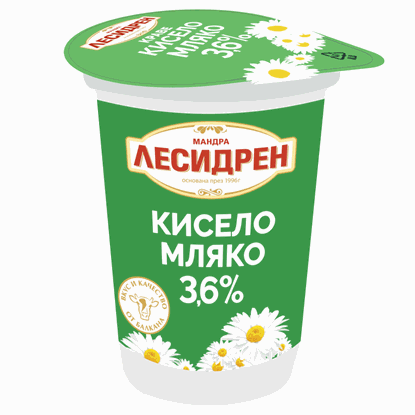 КРАВЕ КИСЕЛО МЛЯКО 3.6% ЛЕСИДРЕН 400ГР.*12БР./ПРЕВОДИ/