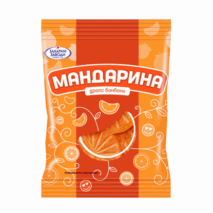 БОНБОНИ ДРОПС МАНДАРИНА 90ГР.*50БР. ЗАХАРНИ ЗАВОДИ
