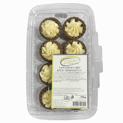 ТАРТАЛЕТИ С БЯЛ КРЕМ "ШОКОЛЕТА" 250ГР.*20БР. ДЖЕКО