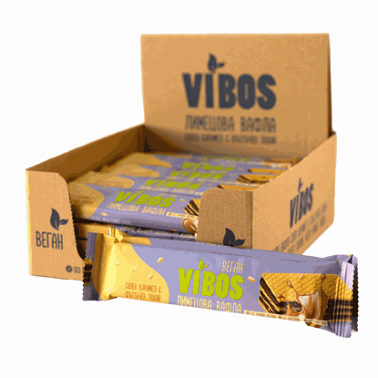 ЛИМЕЦОВА ВАФЛА СОЛЕН КАРАМЕЛ С ФЪСТ.ТАХАН 30ГР.*20БР. VIBOS